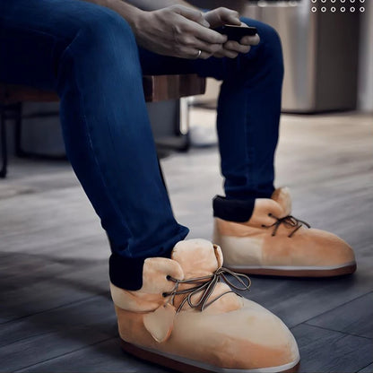 Warm High-top winter plush slippers for men women children,Funny anti-slip house slipper with thick soles,soft fluffy as clouds