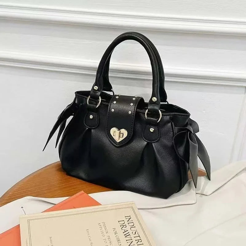 Harajuku Bow Pink Hand Bag Purse Women Japanese Style Soft Casual Crossbody Bag Ladies Sweet Cute Large Capacity Shoulder Bags