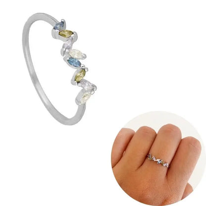 24K Gold Plated Colorful Crystal Gold Rings Turquoise Engagement Wedding Anniversary Ring Light Luxury Fashion Jewelry Gifts A40