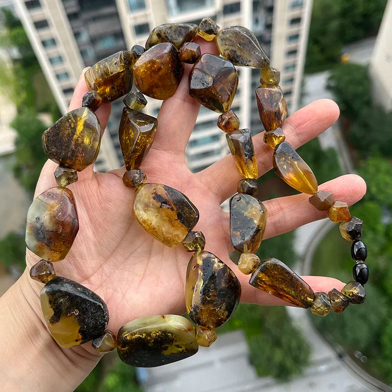 Big New Natural Amber Necklace for Gift European Baltic Original Beads Gogerous 100% Original Real Jewelry Supplier Wholesale
