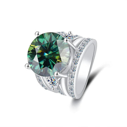 Women's PT950 Platinum Wedding Ring, Sansheng Sanshi Theme, Full Moissanite 5Ct Crown Pigeon Egg Design