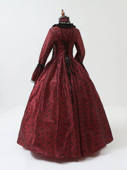 Cosplay Marie Antoinette Dress Medieval Flare Sleeve Victorian Party Formal Gown Renaissance Gothic Floral Robe