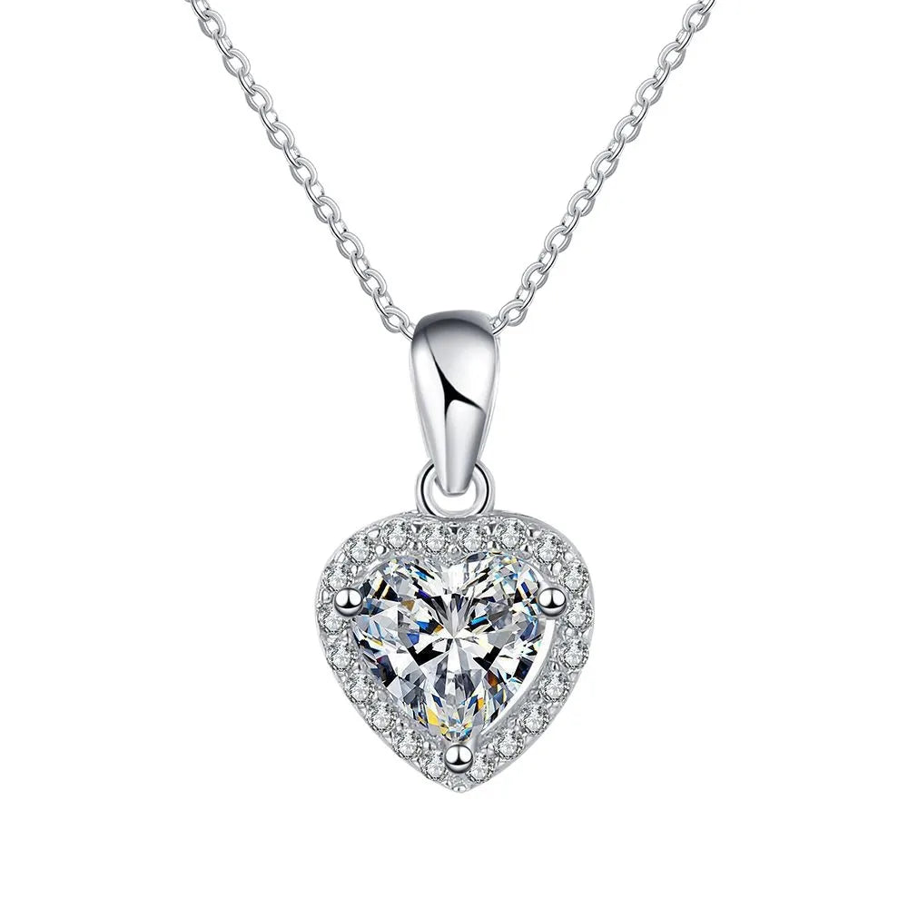 Light Luxury Heart Irregular Full Pave Choker Necklace PT950 Platinum for Women, 1 Carat Moissanite Gentle Unique Trendy Jewelry