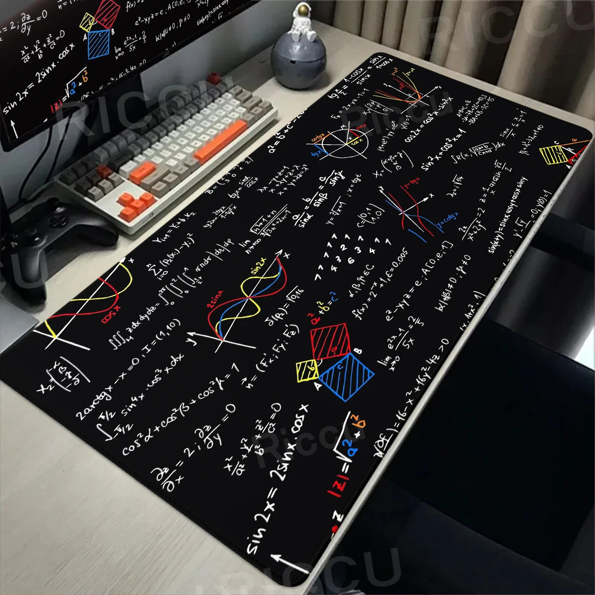 Black Mousepad E=mc2 Formula Science Mouse Pad Math Desk Pad Extended PC Keyboard Mats Large XXL Gamer Mousepad Desk accessories