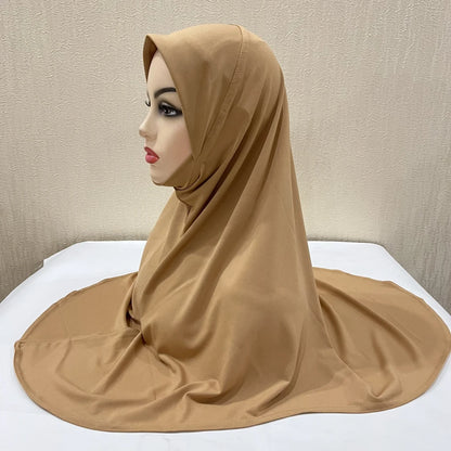 H124 Adults high quality big size muslim hijab scarf with chin part islamic headscarf hats armia pull on headwrap turban caps