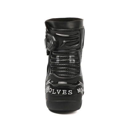 YUYIN Men Motorbike Riding Shoes Motorcycle Boots Racing Protective High Top Breathable Anti Slip Side Zipper TPU Rubber Sole