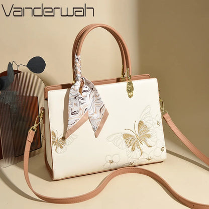 Genuine Brand  Women Bags Luxury  PU Leather  Embroidery Shoulder Bags Crossbody Messenger Bags for Women Casual Tote Sac A Main