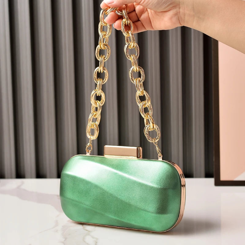Golden Bag Ladies Oval Designer Luxury Handbags Irregular Dress Purse Fashion Buckle Party Women's Clutch Brand Cross Body Bag