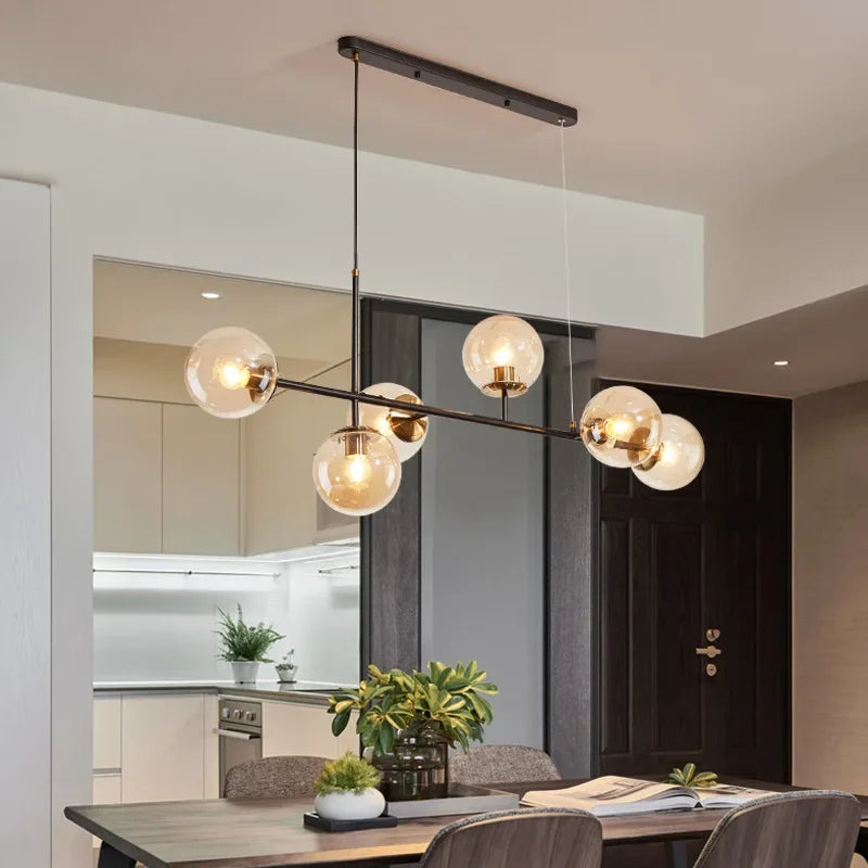 Northern Europe Dining Room Chandeliers Designer One Character Long Strip Pendant Lamp Decoration Maison LED Lights