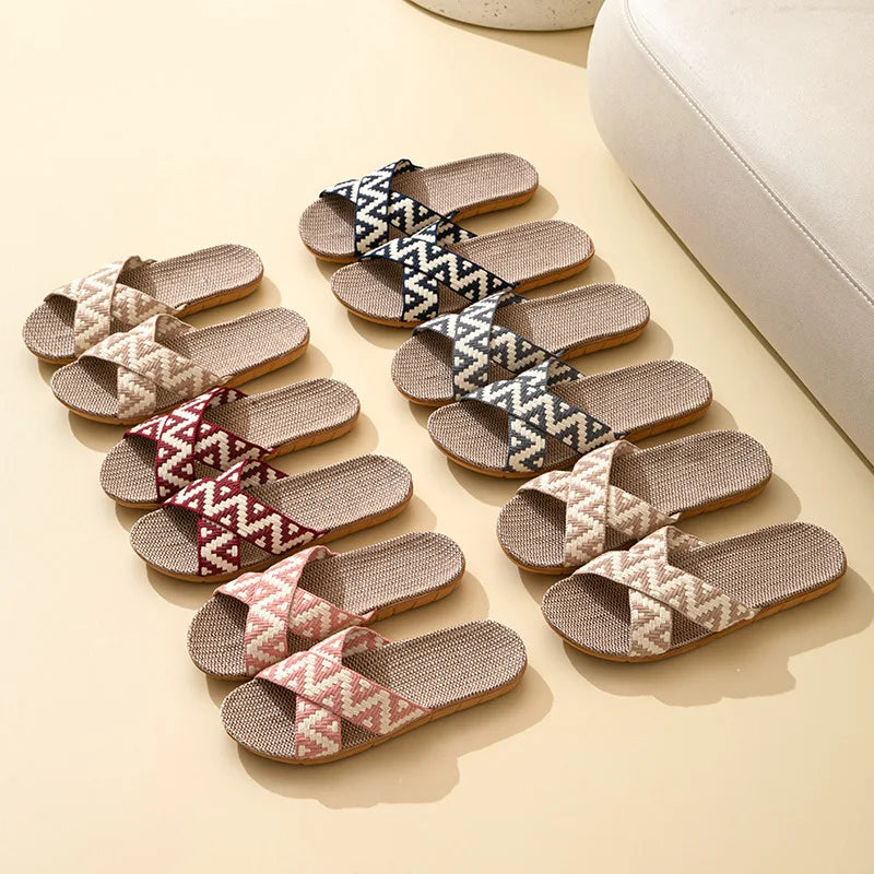 Hemp Casual Women's Slippers Home Flats Spring Summer Luxury Designer Woman Shoes Fashion Indoor Slides Ladies Soft Sole Elegant