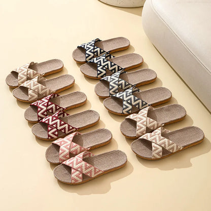 Hemp Casual Women's Slippers Home Flats Spring Summer Luxury Designer Woman Shoes Fashion Indoor Slides Ladies Soft Sole Elegant