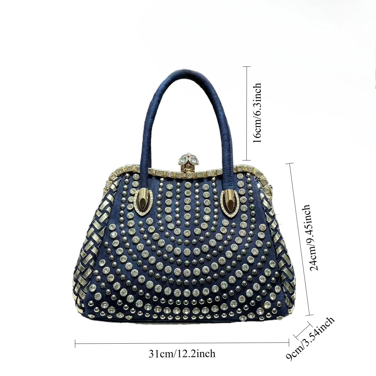 New Fashion Women's Bag Large Capacity Elegant Diamond Shoulder Bag High Quality Denim Crossbody Bag Designer Luxury Handbags