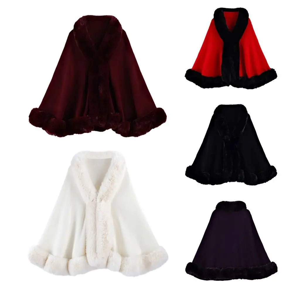 Women Winter Warm Shawl Thicken Coat Cardigan Cape Cloak Outer