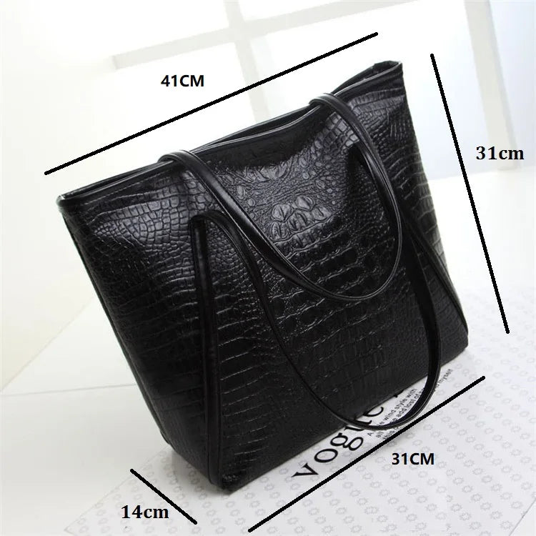 Crocodile Grain PU Leather Women Handbags Large Capacity Female Big Totes Woman Shoulder Bags Shopping Bag Bolsa Feminina