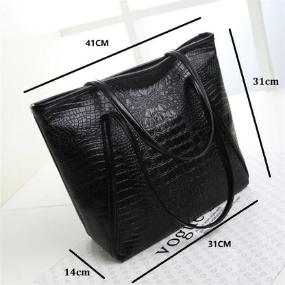 Crocodile Grain PU Leather Women Handbags Large Capacity Female Big Totes Woman Shoulder Bags Shopping Bag Bolsa Feminina