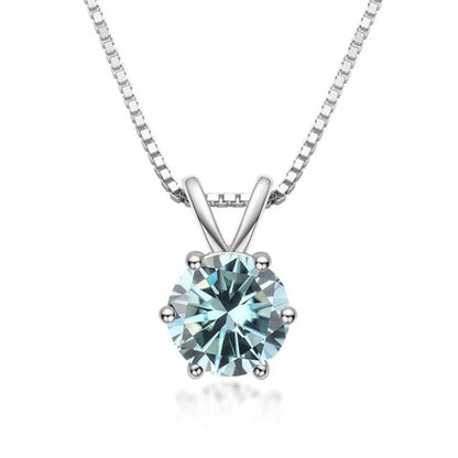 TY 1ct Moissanite Pendant Necklaces S925 Sterling Silver Solitaire Necklace Chains For Women Fine Jewellry Gifts