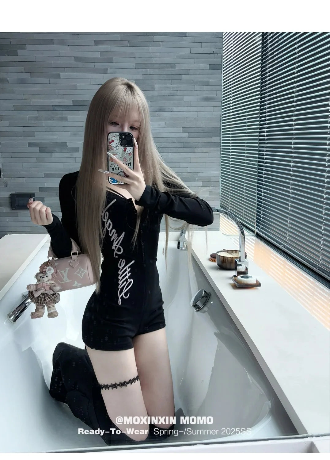 Pure Desire American Long Sleeved T-shirt Jumpsuit Slim Fit Letter Spicy Girl Sexy Sports Fitness Yoga Cycling Jumpsuit Shorts