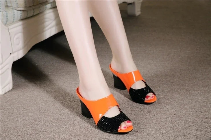Women's Slippers And Ladies Sandals High Up To 5cm Heel Slides Rubber On Sale Wholesale Natural Skin Luxury New Fashion Shoes 39