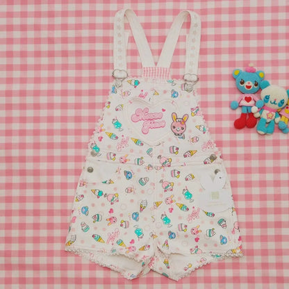 Japanese Cartoon Mp Embroidery Cute Core Daughter Clothing Sweet Girl Strap Shorts Summer New Rompers Womens Y2k Jumpsuit