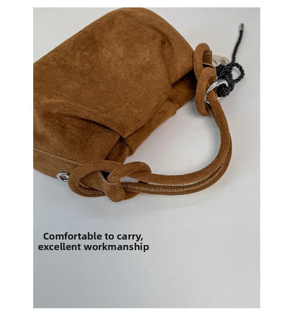 Small Suede Fashion Leather Shoulder Bags for Women 2025 Luxury Designer Brand Trend Crossbody Bag Females Short Handle Handbags
