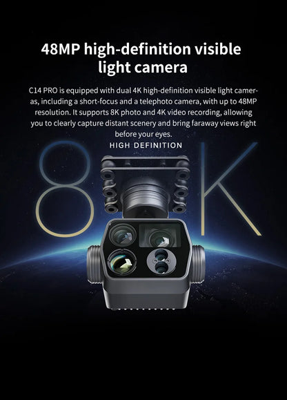 Skydroid C14Pro Four-Light Pod, Three-Axis Stabilization, AI Tracking, Power Inspection and Security Drone Gimbal Camera