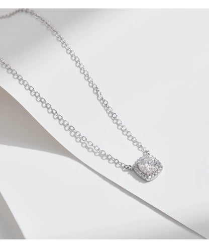 MODIAN Square & Round Halo Moissanite 925 Sterling Silver Pendant Necklace D Color VVS1 Lab Diamond Necklace For Women Jewelry