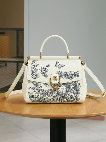 New fashion 2026 luxury handbag high quality niche design high sense embroidery western style small square bag with double-sided