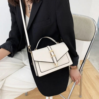 Women PU Leather Messenger Shoulder Bag Ladies Solid Color Simple Crossbody Bag Fashion Handbag Leisure Portable Sling Bag