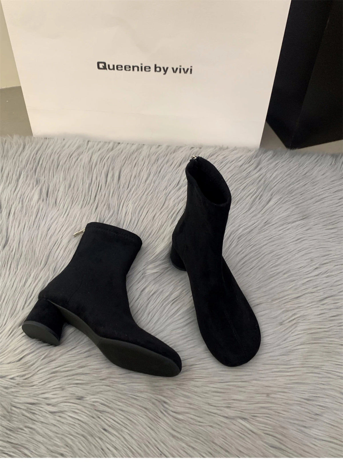 Suede Women Ankle Boots Elegant Chunky High Heels Shoes Fashion Retro Designer Shoes Woman Winter Boots 2025 Trend Mujer Zapatos