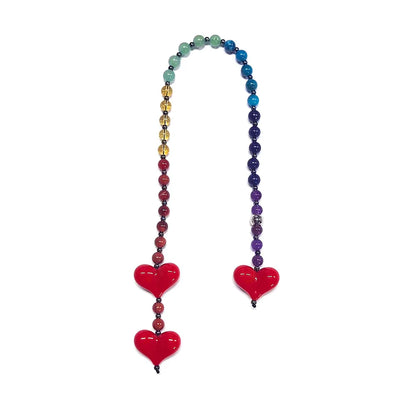 HERLOOK Y2K Bohemian Bag Charm for Women Red Heart Colorful Beads Chakra Energy Healing Pendant Fashion Jewelry Gift Accessory
