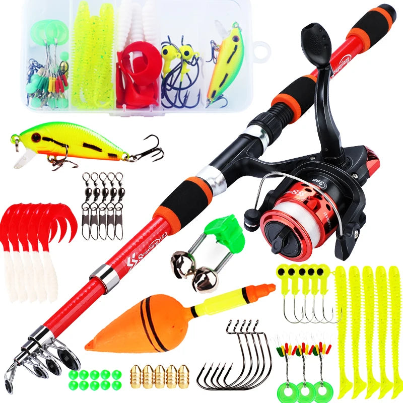 Sougayilang 1.8M Spinning Fishing Rod and Reel Combo 5.2:1 Telescopic Rod with 3BB Fishign Reel Max Drag 5kg Full Fishing Kit