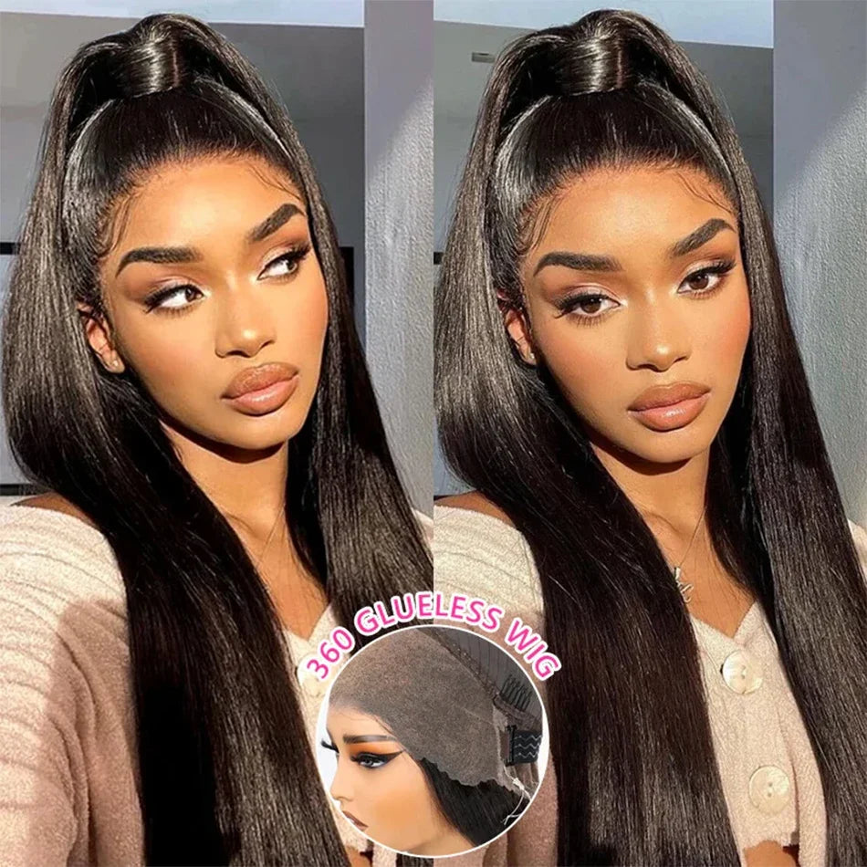 360 Full Hd Lace Front Wear And Go Glueless Straight Wig PreCut Lace Wig Pre plucked Brazilian Straight Human Hair Wig For Women