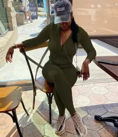 Fashion Workout Active Wear Ribbed Rompers Womens Jumpsuit Long Sleeve Fitness Embroidery Lucky Label Letter Zipper Jumpsuits