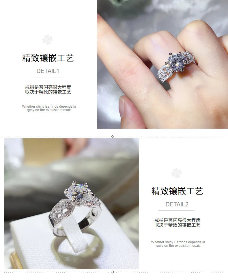 Luxury white gold solid platinum PT950 3 carat D color moissanite pigeon egg women's ring Seiko diamond ring