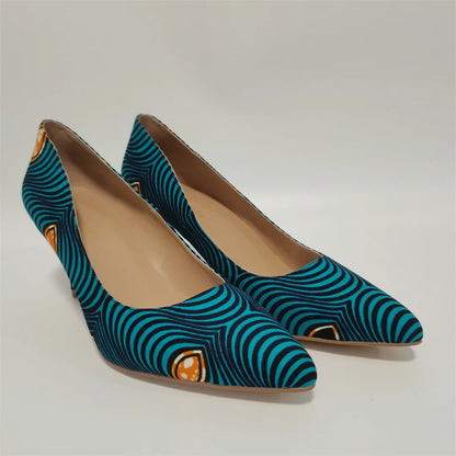 Fashion African Women Wedding Party Wax Shoes and Bag to Match Nigeria Ankara Style Print Shoes Bag Set F1110-1