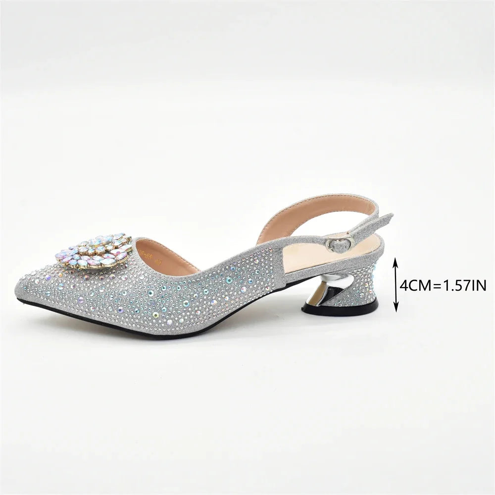 New Italian Shoes and Bags Matching Set 2025 Luxury Designer Pumps Women Full Rhinestone Designer Shoe and Bag Sets From Italy