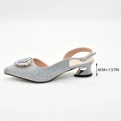 New Italian Shoes and Bags Matching Set 2025 Luxury Designer Pumps Women Full Rhinestone Designer Shoe and Bag Sets From Italy