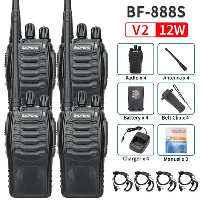 2/4PCS Baofeng BF-888S V2 Walkie Talkie Dual Band Portable Long Range UHF 400-470MHz USB/EU/US Ham Two Way Radio for Hunting