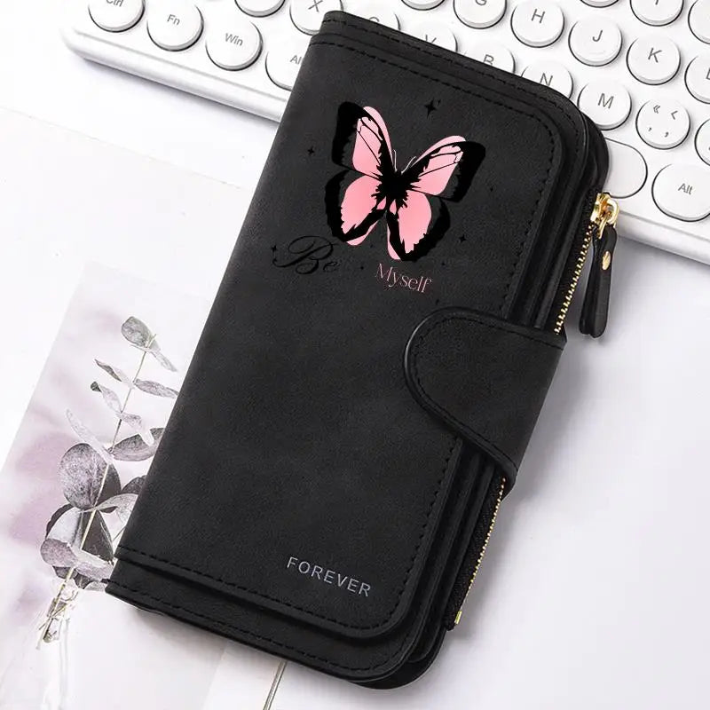 Heart-Shaped Animal Paw Butterfly Print Design Women Wallets Card Coin Wallet for Girls Purse ID Wallets Female Coin Purse Gift