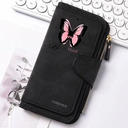 Heart-Shaped Animal Paw Butterfly Print Design Women Wallets Card Coin Wallet for Girls Purse ID Wallets Female Coin Purse Gift