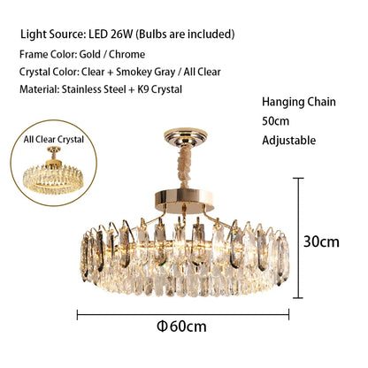 Clear Crystal Ceiling Chandeliers New LED Lights Luxury Rectangle Hanging Lamp Modern Home Decor Lustres for Dining Room Table