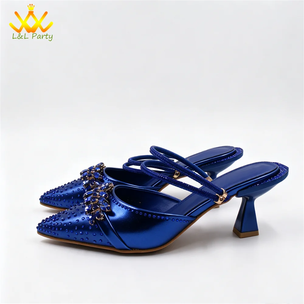2026 Autumn New Arrivals Royal Blue Color Shoes and Bag  Set Special Design Fashion for Wedding Party