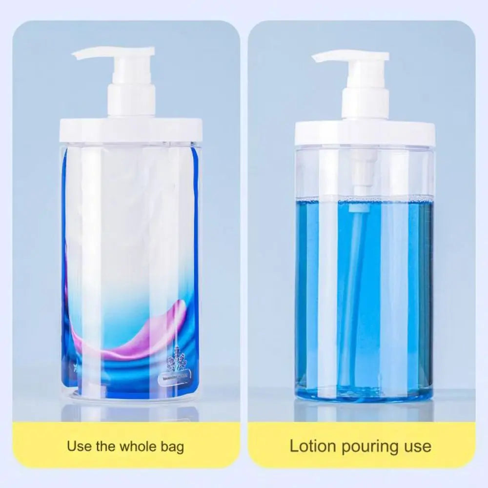 500/1000ml Pump Bottle Dispenser Wide Mouth Clear Shower Soap Dispenser Refillable PET Storage Bottle