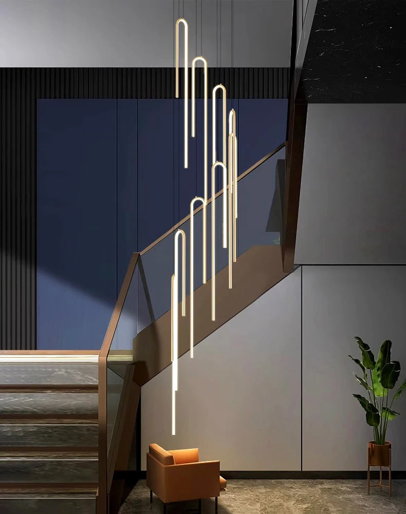 Modern ring stairs led lights pendant light lamps for living room led Chandeliers for dining room hanging light indoor lighting