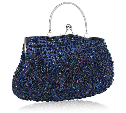Women's Retro Small Totes Evening Bags Beaded Embroidered Ladies Clutch Purse Shoulder Chain Wedding Party Handbags Bags Purses
