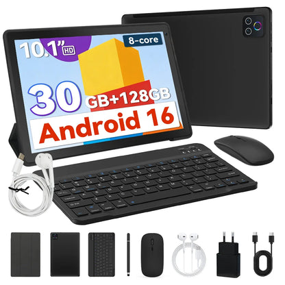 URAO 2026 Newest Tablet 10 Inch Android 16 30GB+128GB 1TB Expansion WiFi6 Dual Camera Stylus Keyboard Mouse Headphone PC PAD Set