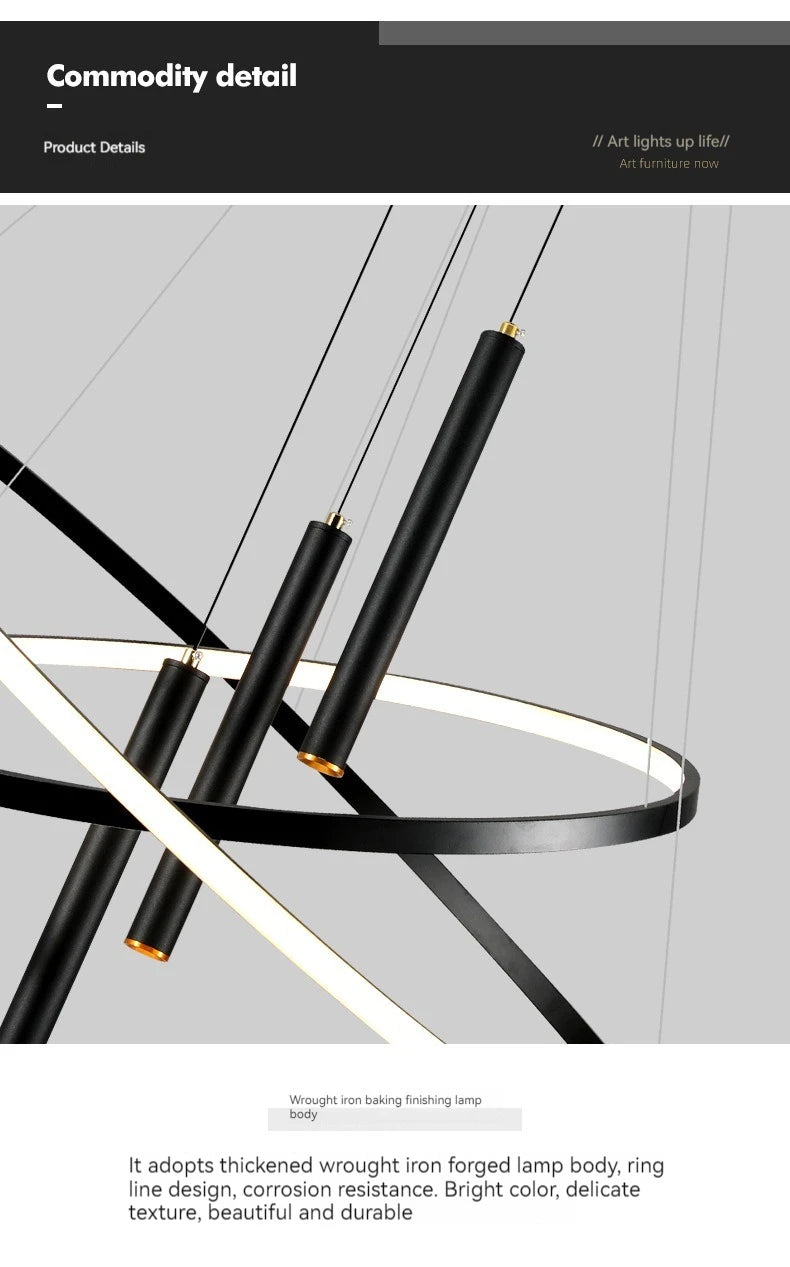 Modern Round LED Chandeliers for Living Room Dining Room Kitchen Island Luster Pendant Lights Fixture Home Decor Indoor Lighting