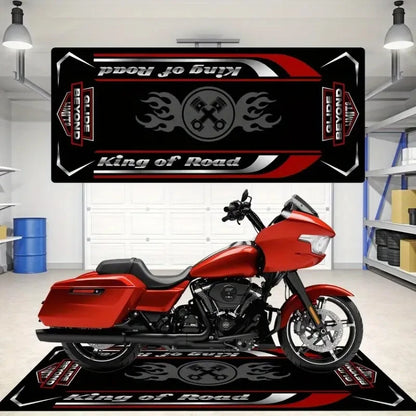VIKAMA American Motorcycle-Style Rug Stain-Resistant & Non-Slip Entrance Hallway Doormat Motorcycle Parking Rug Home Decor