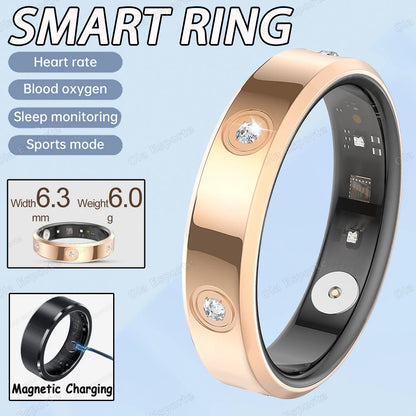 2026 Smart Ring Women Men Super narrow 6.3mm Heart Rate Stress measurement Health Monitoring IP68 Waterproof Fashion Sport Rings
