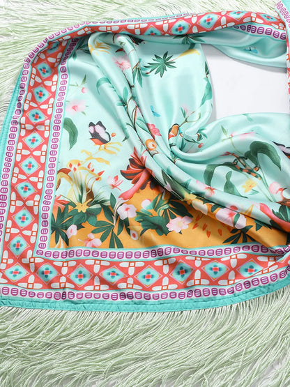Fashion Vintage Printed Tassel Square Scarf Women Fringe Patchwork Shawl Waist Seal Accessories 2026 Spring Summer Street Shawls